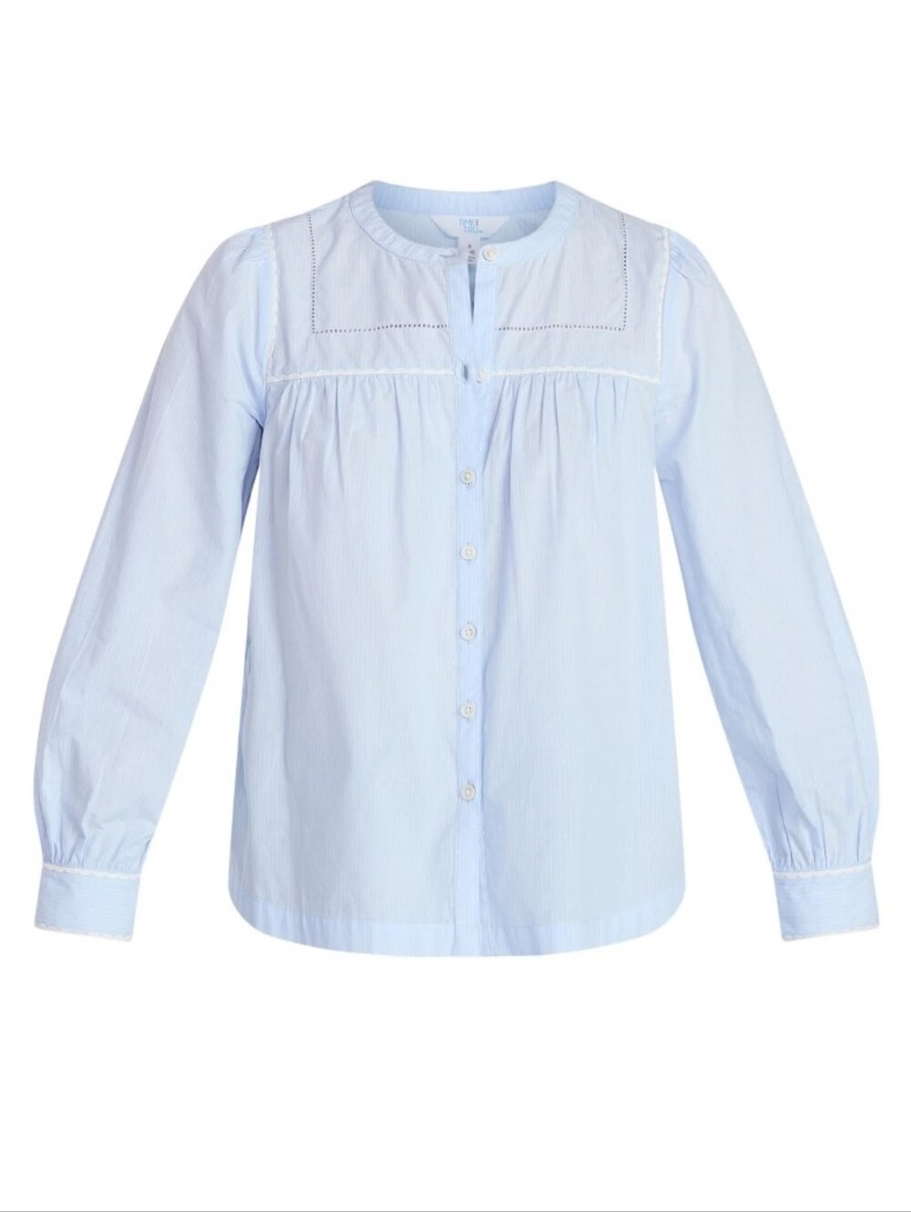 Time and Tru Women's Embroidered Cotton Button Front Shirt with Long Sleeves,